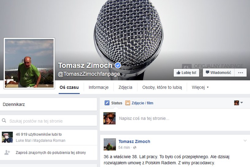 Wpis Tomasz Zimocha na Facebooku /Facebook
