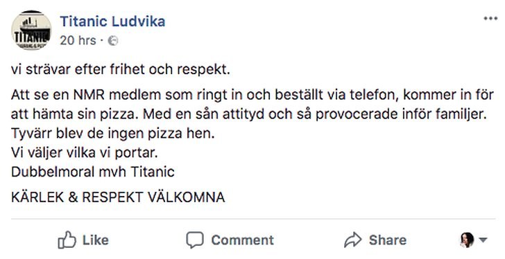 Wpis właściciela pizzerii na Facebooku /