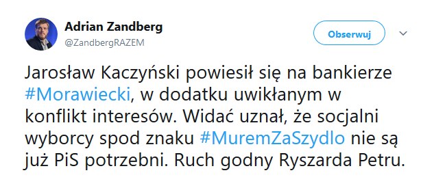 Wpis Zandberga /Twitter