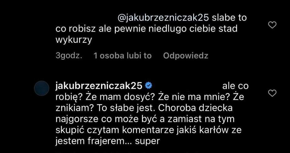 Wpisy Jakuba Rzeźniczaka na Instagramie /www.instagram.com/jakubrzezniczak25/ /Instagram