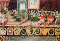 Wprowadzenie kalendarza gregoriańskiego, posiedzenie komisji papieskiej, ilustracja z okładki reje /Encyklopedia Internautica