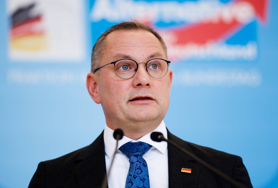 Współprzewodniczący Alternatywy dla Niemiec Tino Chrupalla odniósł się do kwestii relacji z Polską /	CLEMENS BILAN /PAP