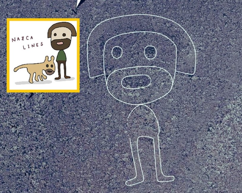 Wśród 168 nowych znaków odkrytych na Płaskowyżu Nazca kilka przypomina postacie z kreskówek /Twitter