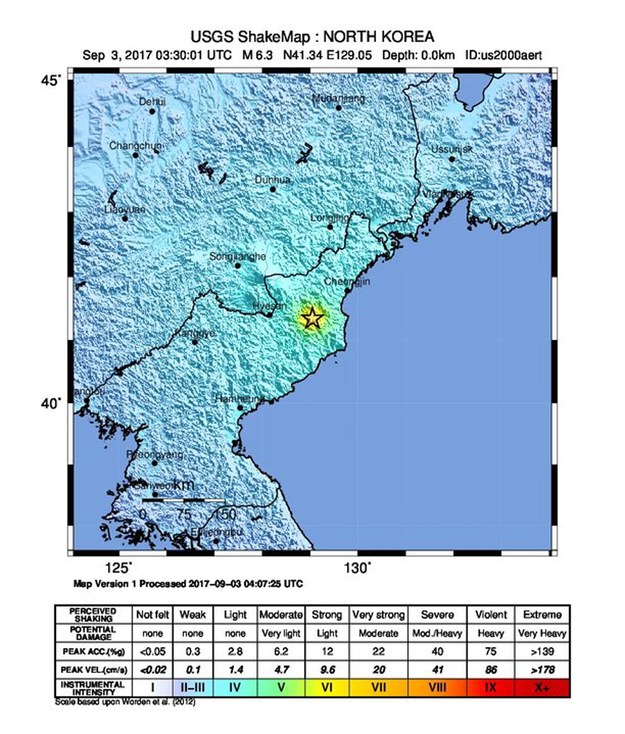 Wstrząsy w Korei Północnej /USGS HANDOUT /PAP/EPA