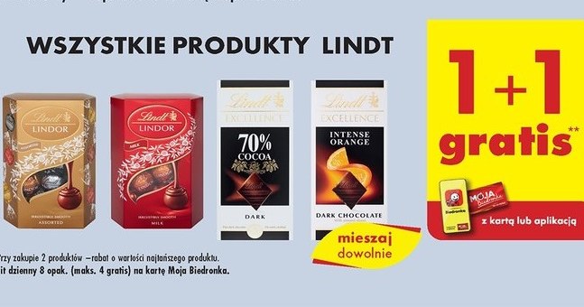 Wszystkie produkty Lindt 1 +1 gratis! /Biedronka /INTERIA.PL