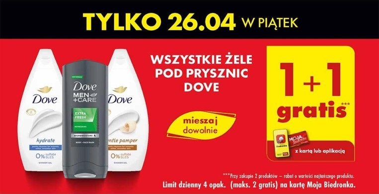 Wszystkie żele pod prysznic Dove 1 + 1 gratis! /Biedronka /INTERIA.PL