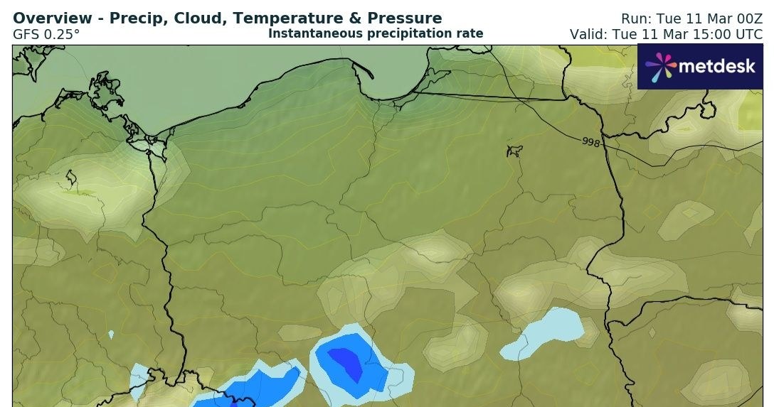 Wtorek będzie deszczowy w wielu miejscach. Miejscami trzeba też uważać na gęste mgły /wxcharts /