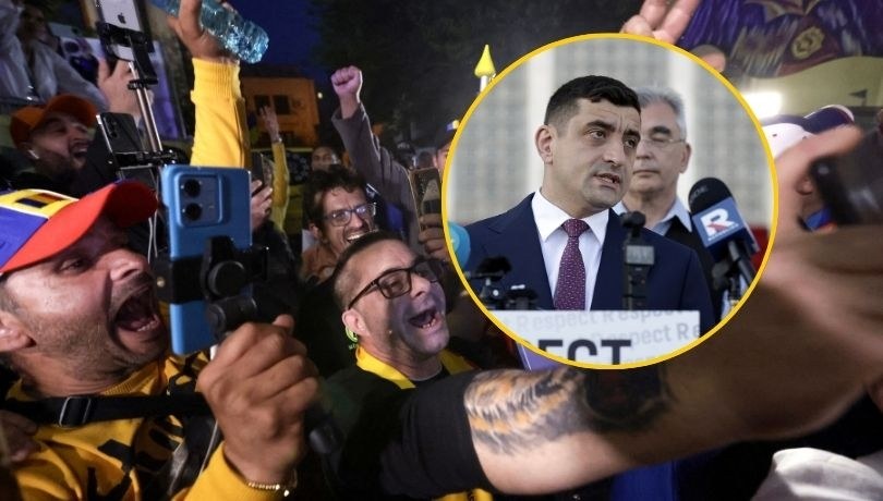 Wyborcy w Rumunii po ogłoszeniu wyników pierwszej tury i George Simion /ROBERT GHEMENT /PAP