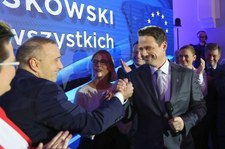Wybory 2018. Radość w sztabie Rafała Trzaskowskiego.