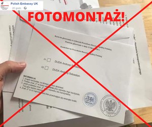Wybory 2020. Ambasada RP w Londynie ostrzega przed fotomontażem z fałszywą kartą do głosowania