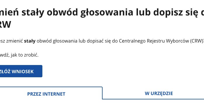 Wybory samorządowe 2024. Zmiana obwodu głosowania jest możliwa przez internet. /Zrzut ekranu /INTERIA.PL