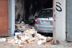 Wybuch i pożar w garażu w Łodzi