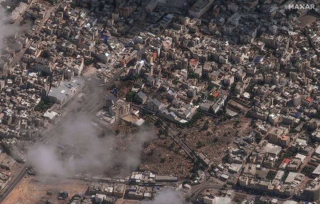 Wybuch w szpitalu w Gazie nie został spowodowany atakiem rakietowym Izraela /MAXAR TECHNOLOGIES HANDOUT /PAP/EPA