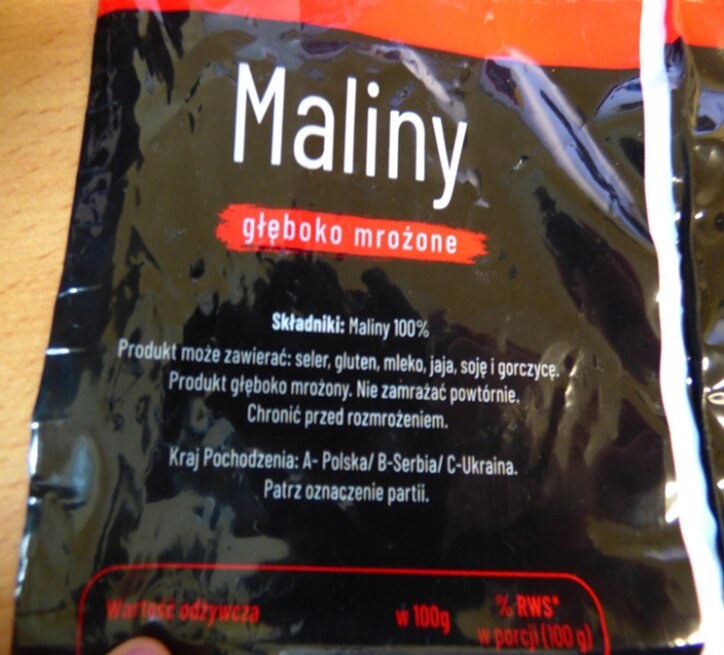 Wycofane ze sprzedaży maliny /GIS /