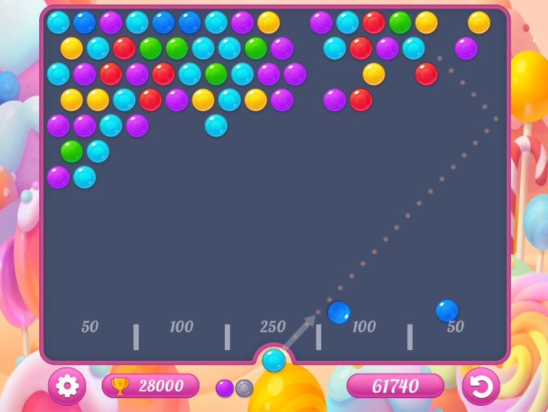 Wyczyszczona plansza gry click Bubble Shooter Candy 2