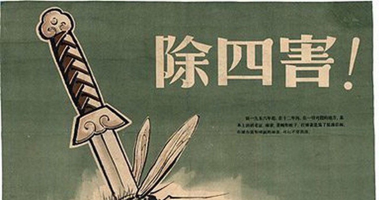 Wyeliminować cztery szkodniki! - chiński plakat z 1958 roku / zdjęcie: wikipedia /domena publiczna