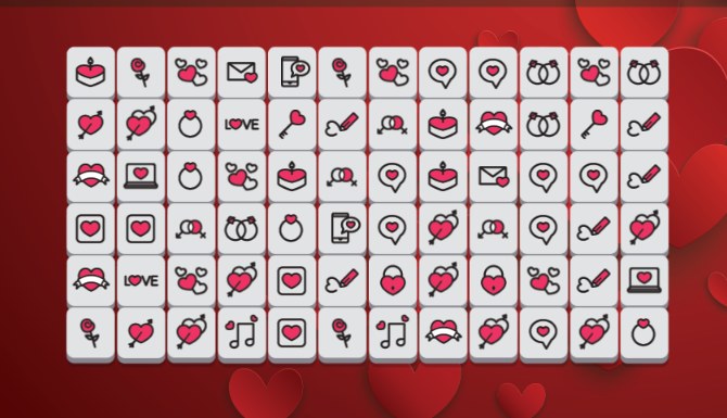 Wygląd gry click Valentine Mahjong
