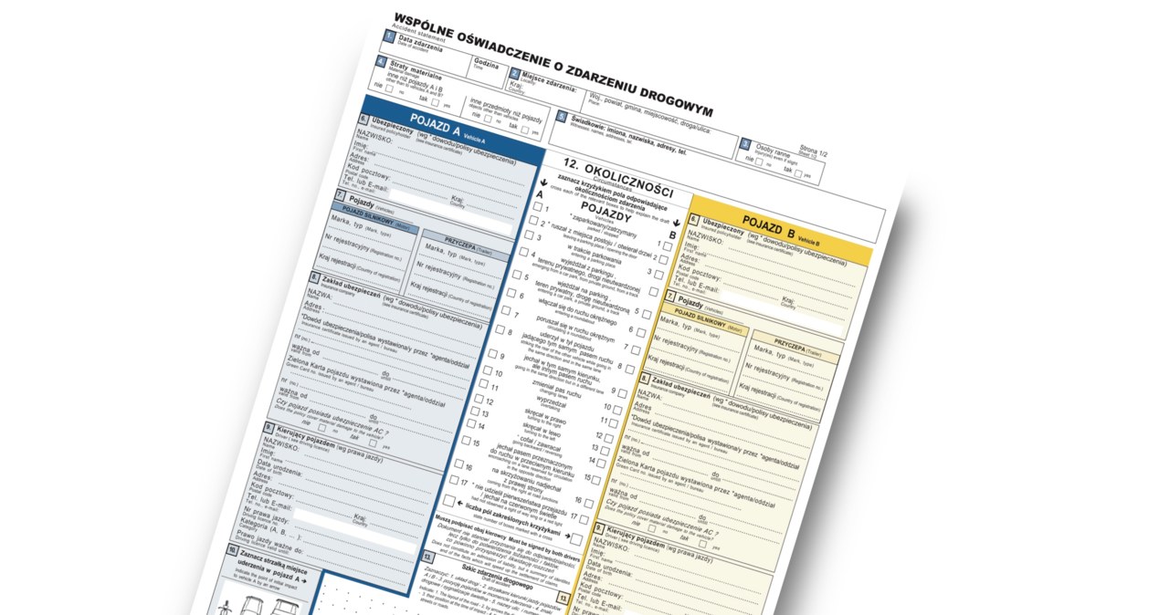 Wyjeżdżając za granicę warto zabrać ze sobą druk oświadczenia o kolizji. /Motor