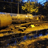 Wykolejony pociąg w Warnowie