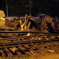 Wykolejony pociąg w Warnowie