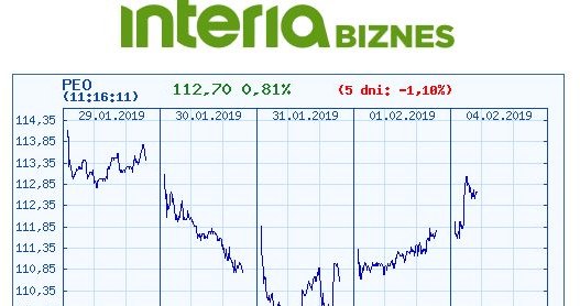 Wykres kursu PEO w czasie ostatnich pięciu sesji /INTERIA.PL