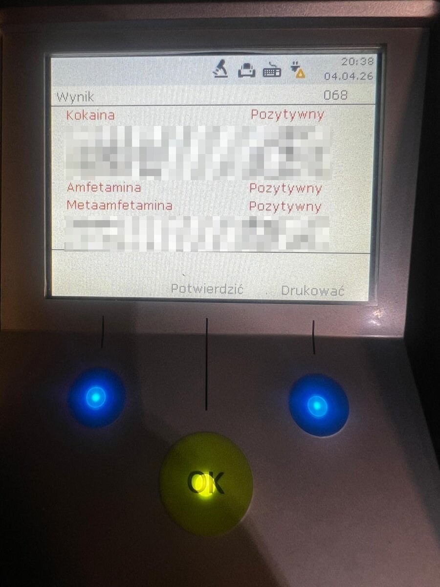 Wynik badania narkotestem /KPP Jasło /Policja