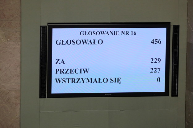 Wynik głosowania o odroczenie posiedzenia Sejmu /Wojciech Olkuśnik /PAP
