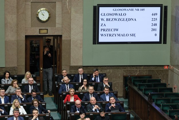 Wyniki głosowania nad wotum zaufania dla rządu Donalda Tuska /Paweł Supernak /PAP