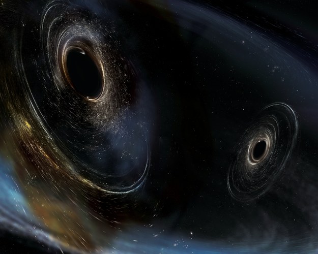 Wyobrażenie czarnych dziur, których zderzenie mogło doprowadzić do emisji fal grawitacyjnych /LIGO/Caltech/MIT/Sonoma State (Aurore Simonnet) /materiały prasowe