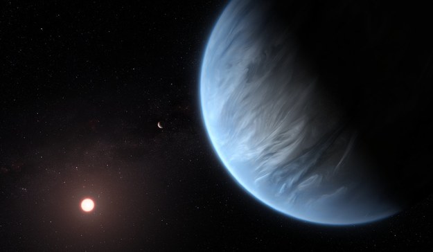 Wyobrażenie planety K2-18b, krążącej wokół swojej gwiazdy /ESA/Hubble, M. Kornmesser /Materiały prasowe