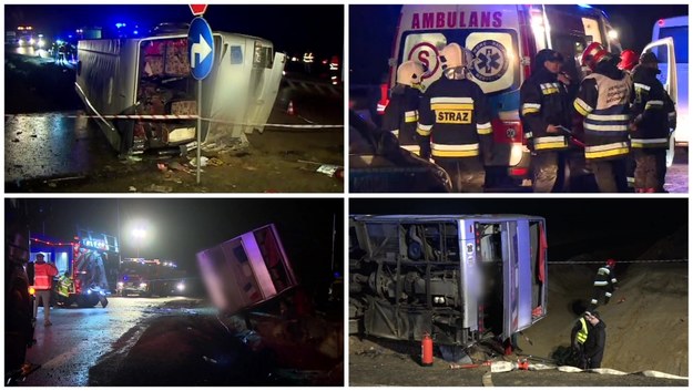 Wypadek autobusu na Dolnym Śląsku w pobliżu miejscowości Sucha Górna /TVN24/x-news