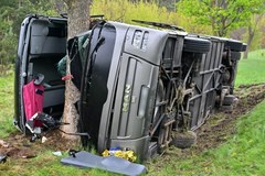 Wypadek białoruskiego autobusu w miejscowości Polaki