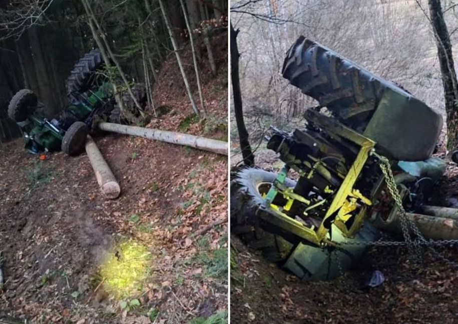 Wypadek ciągnika w miejscowości Czermna, fot. OSP KSRG Żurowa /