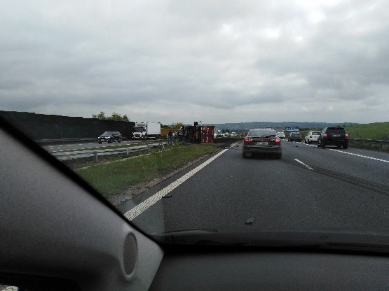 Wypadek ciężarówki na A4 /pan Jan /Gorąca Linia RMF FM