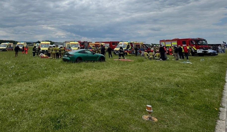 Wypadek na wyścigach samochodowych /KM PSP w Krośnie  /