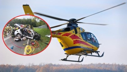 Wypadek niedaleko Olsztyna. Auto doszczętnie zgniecione