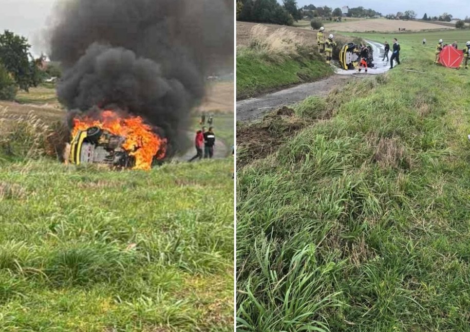 Wypadek podczas Rajdu Nyskiego, fot. Gorąca linia RMF FM /