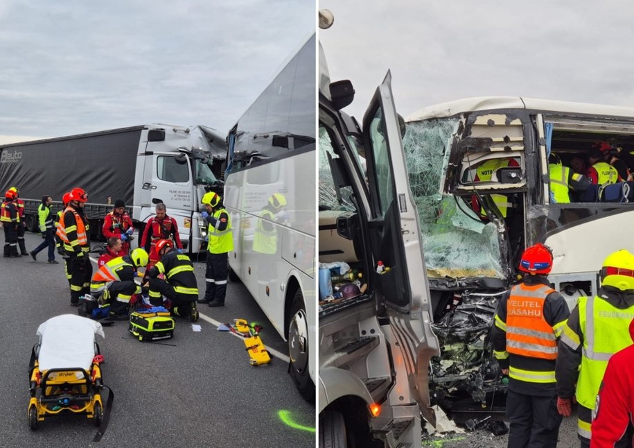 Wypadek polskiego autokaru w Austrii, fot. Bezirksfeuerwehrkommando Mistelbach /Facebook