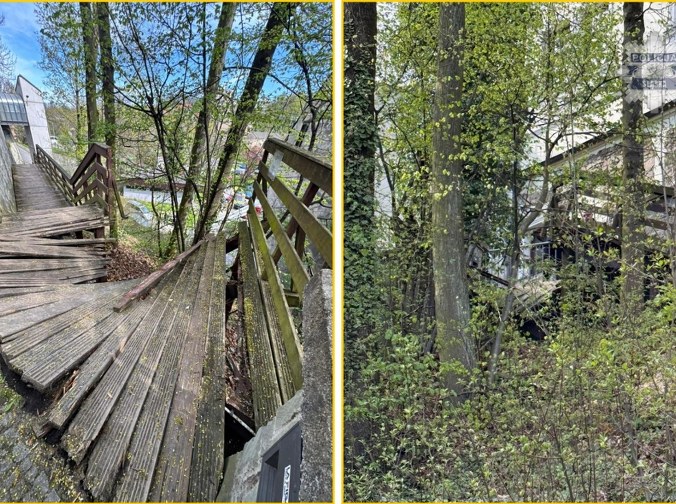 Wypadek przy zamku w Cieszynie. Zawaliła się część schodów