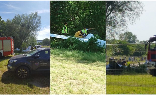 Wypadek szybowca w Krakowie. Życiu pilota nic nie zagraża