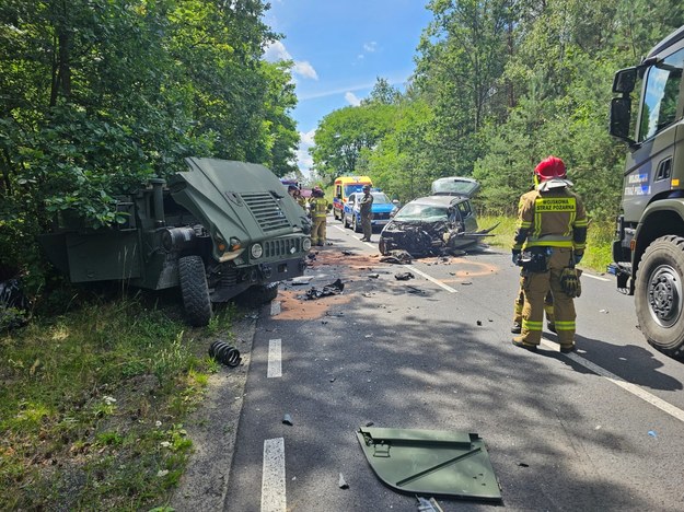 Wypadek w Bolesławcu (fot. mł. kpt. Jarosław Nenkin) /Komenda Powiatowa Państwowej Straży Pożarnej w Bolesławcu /Państwowa Straż Pożarna