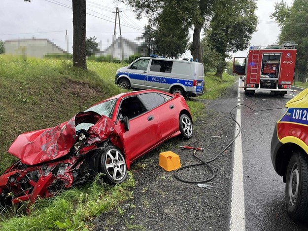 Wypadek w Gościeradłowie Folwarku /KPP Kraśnik /Policja