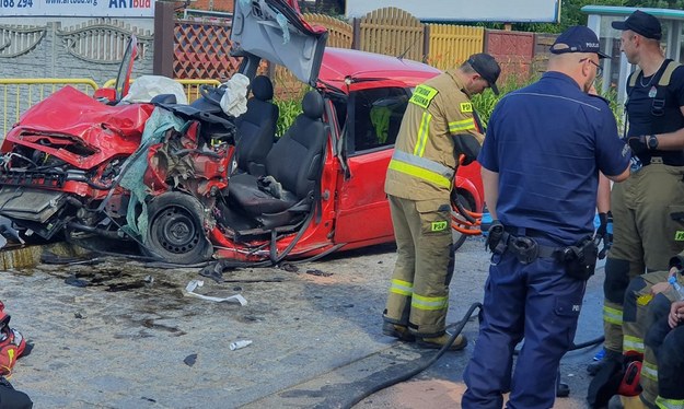 Wypadek w miejscowości Gołębiewko (fot. pomorska policja) /