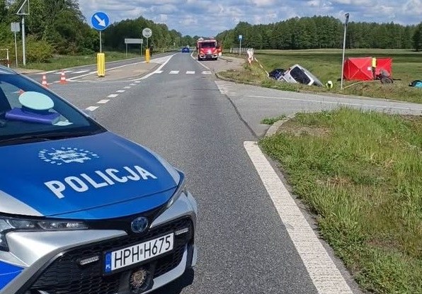 Wypadek w Poniatowie /Policja Ostrów Mazowiecka /