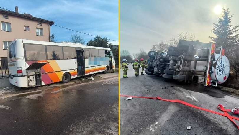 Wypadek w Posiadałach na Mazowszu /KP PSP Mińsk Mazowiecki /