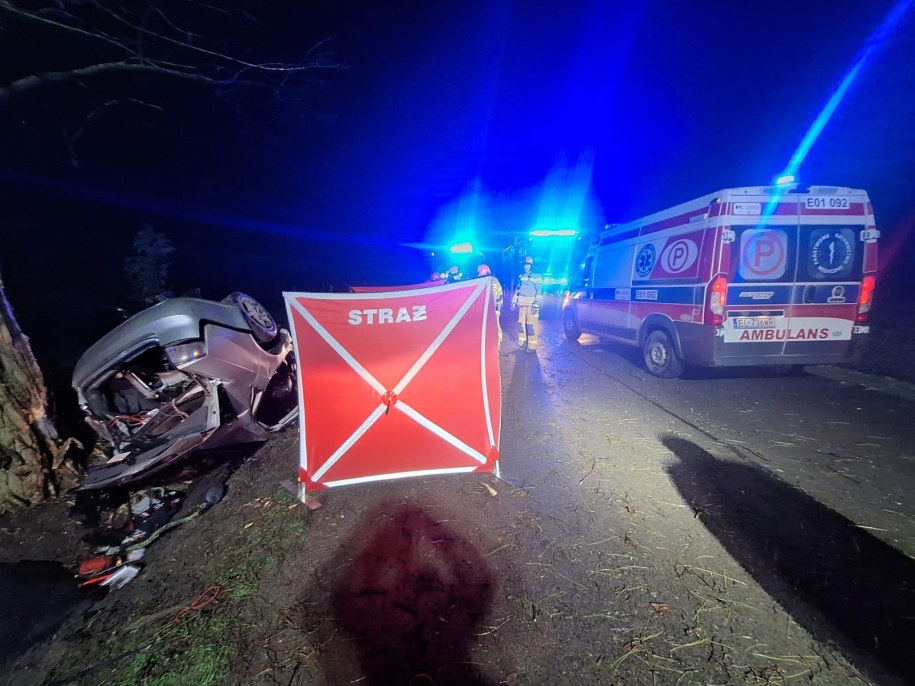 Wypadek w Turobowicach /KP PSP Rawa Mazowiecka /