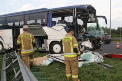 Wypadek z udziałem autokaru na A1