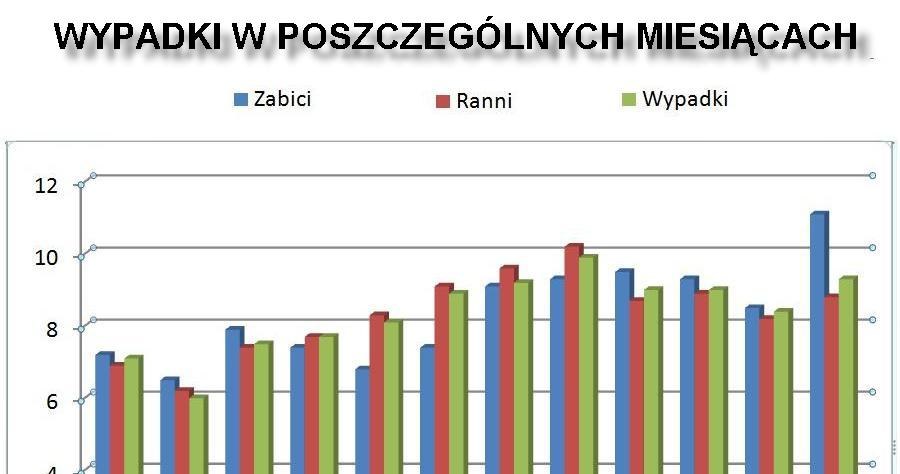 Wypadki w poszczególnych miesiącach /Informacja prasowa