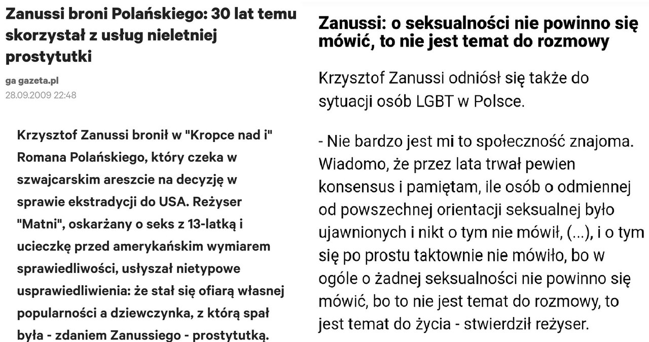 Wypowiedzi Krzysztofa Zanussiego https://twitter.com/PanZolty /Twitter