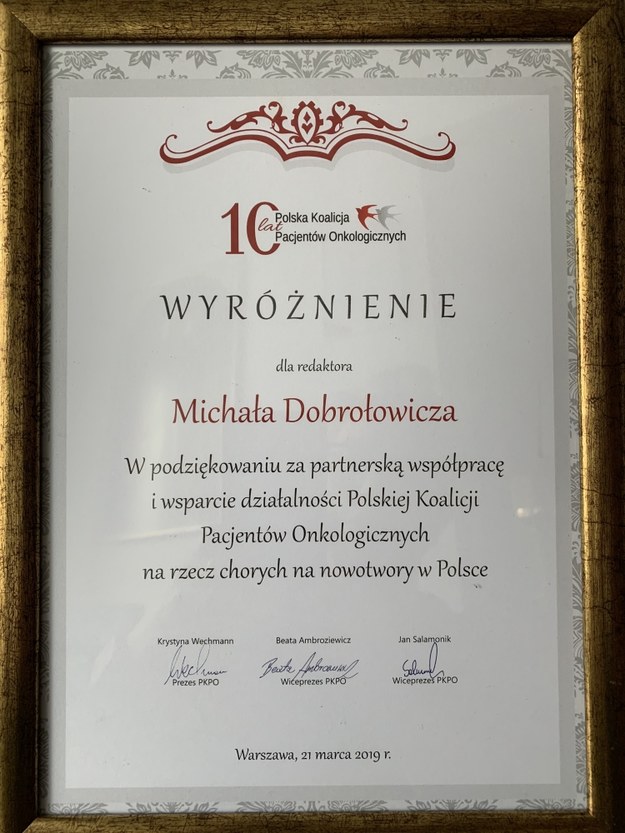 Wyróżnienie dla Michała Dobrołowicza /Michał Dobrołowcz /RMF FM